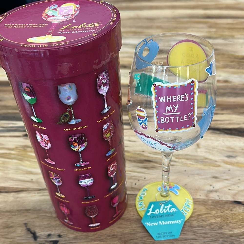 Lolita Whimsical New Mommy Love My Wine Glass with Decorative Box